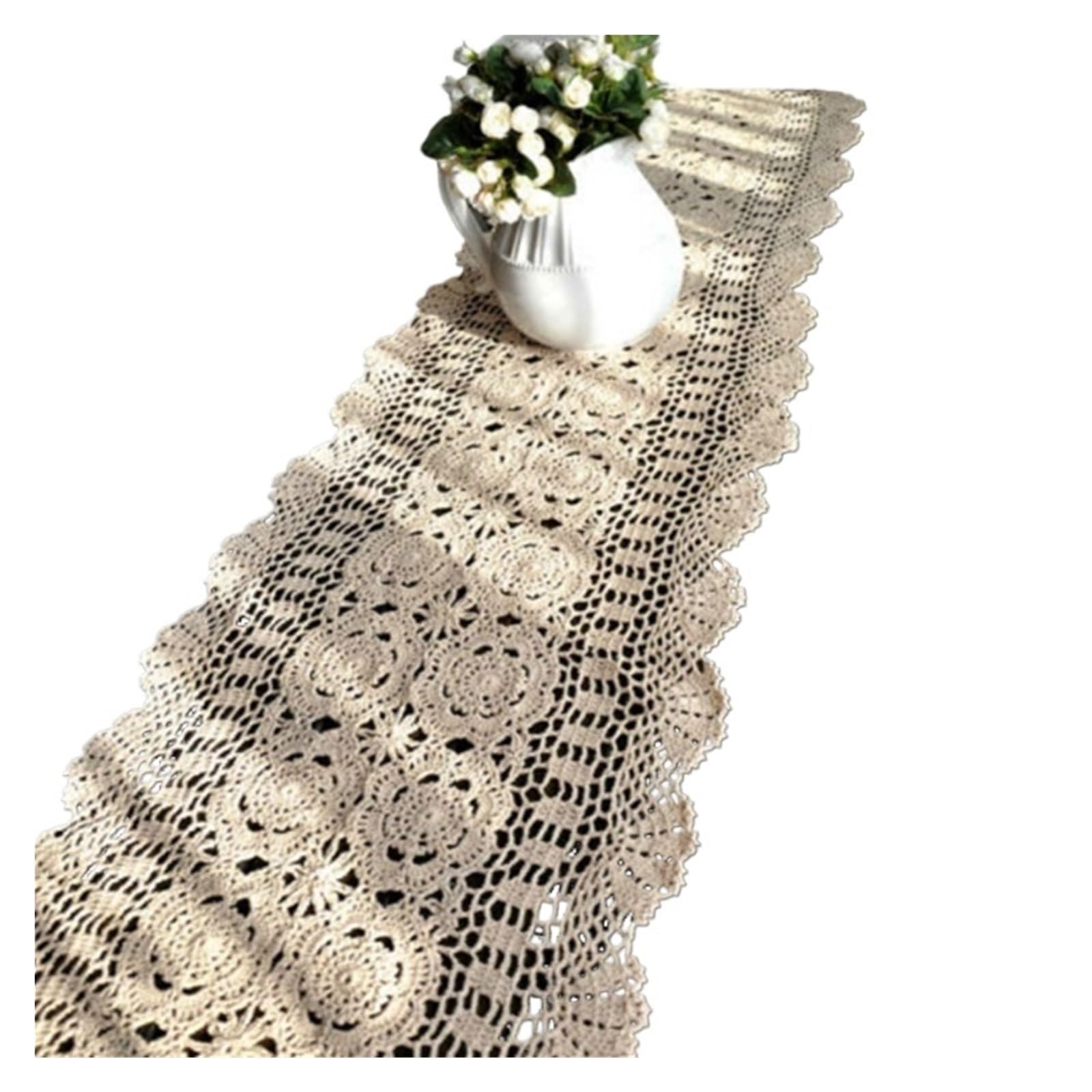 Table Runners Crochet Vintage Runner With Tassels Hand Crocheted For Decoration For Home Party Decor(40X120CM)