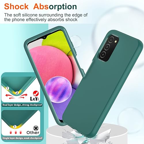 Miniatura 4 de LeYi Funda para teléfono Galaxy A03S, Samsung Galaxy A03S con 2 protectores de pantalla de vidrio templado, funda de silicona líquida suave a prueba