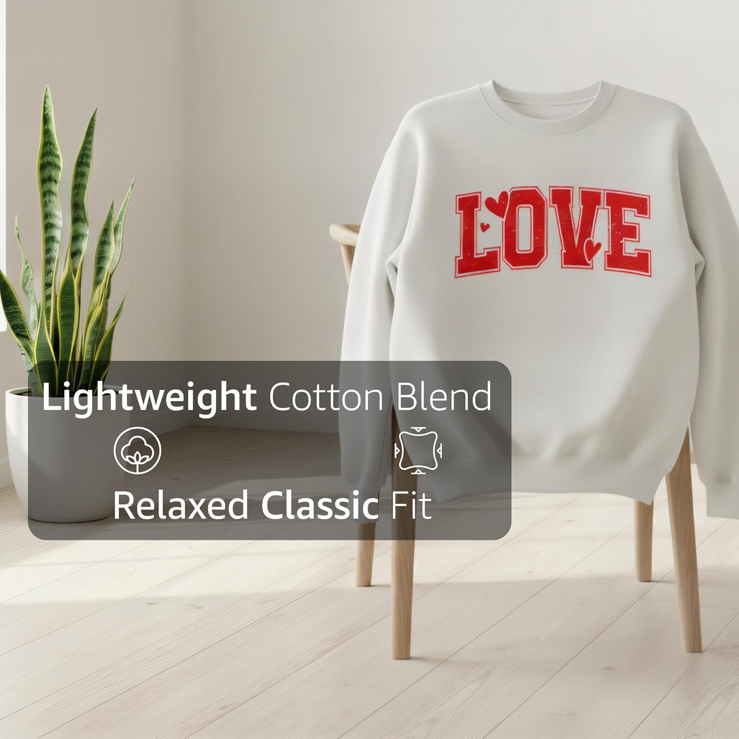 Valentine's Day Heart Sweatshirt for Women, Heart Sweater for Valentine, Love Graphic, Cotton Blend Fleece, Classic Fit - Image 4