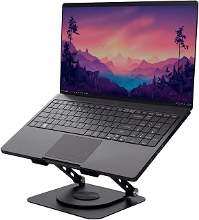 Trust Zeff Ergonomic 360 Degree Rotation Laptop Stand, 16 Inch Metal Foldable Laptop Riser, Height Adjustable, Laptop Holder for Macbook Tablet Dell HP Computer Home Office -