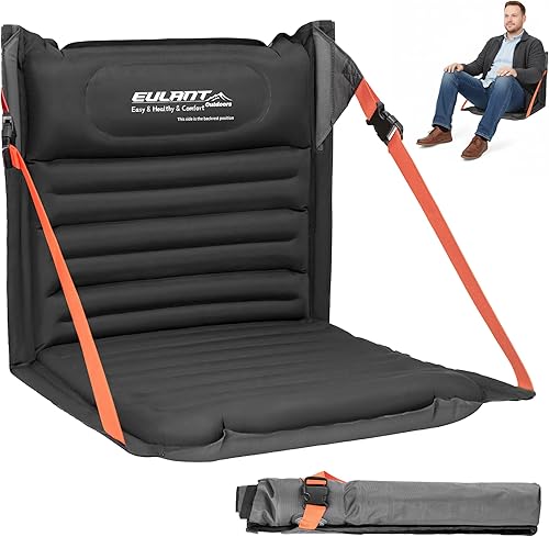 EULANT Asientos plegables inflables ligeros para silla de camping con soporte trasero y correas ajustables, sillas plegables para camping,