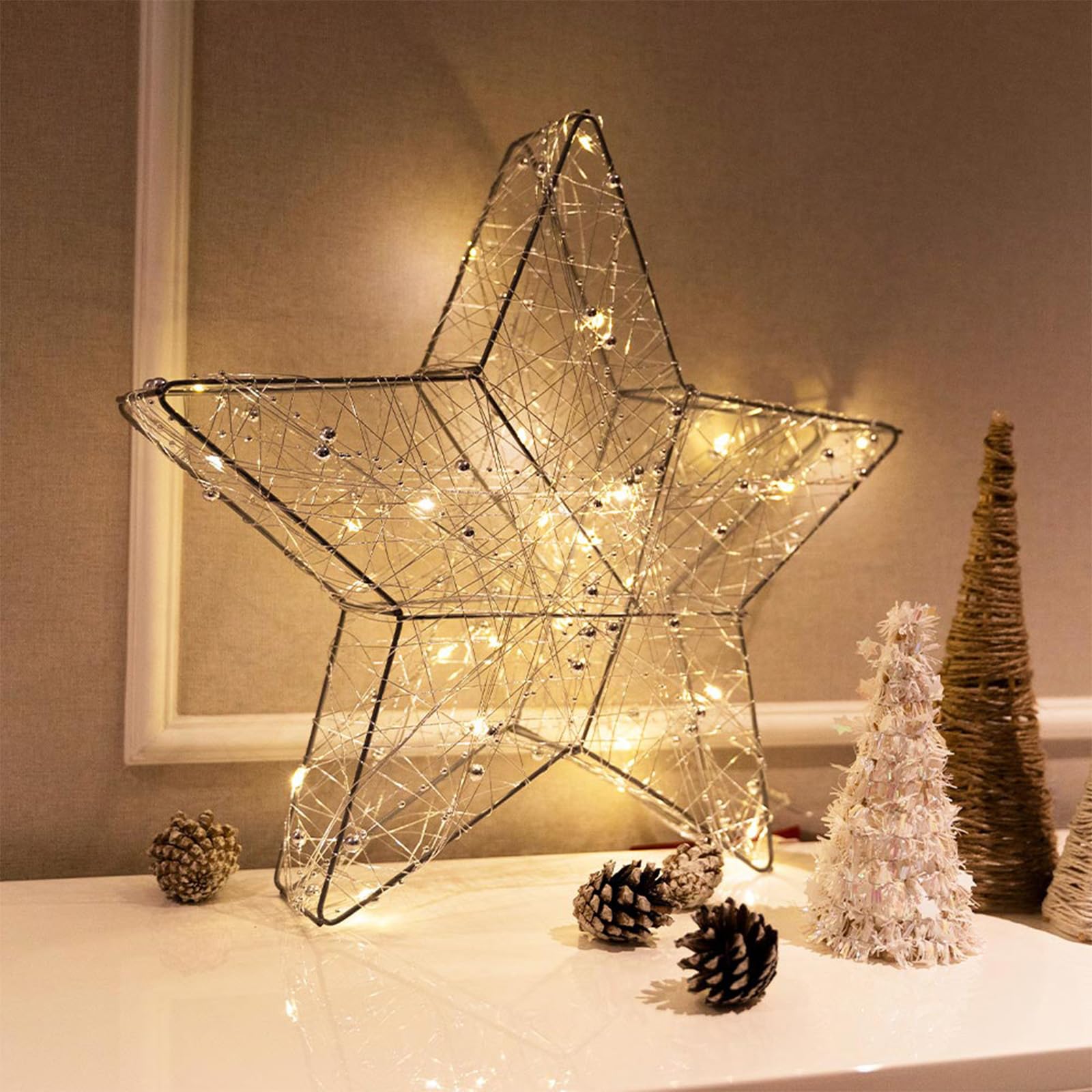 Voltico Star Light Decoration - Metal Ornament - Warm White - 1 Pack