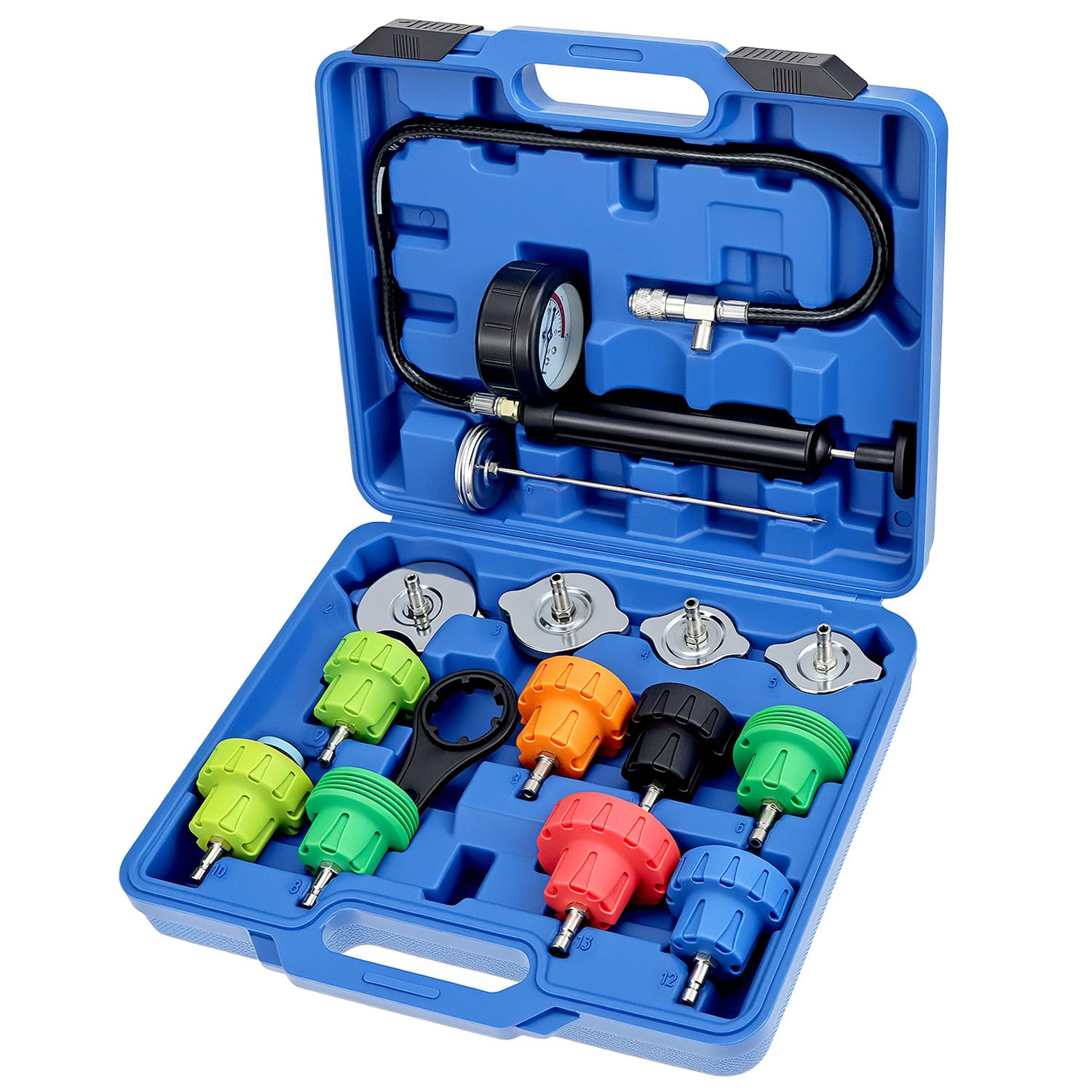 QWORK® Kit Tester Pressione Radiatore Rilevatore Perdite Pompa Sistema di Raffreddamento