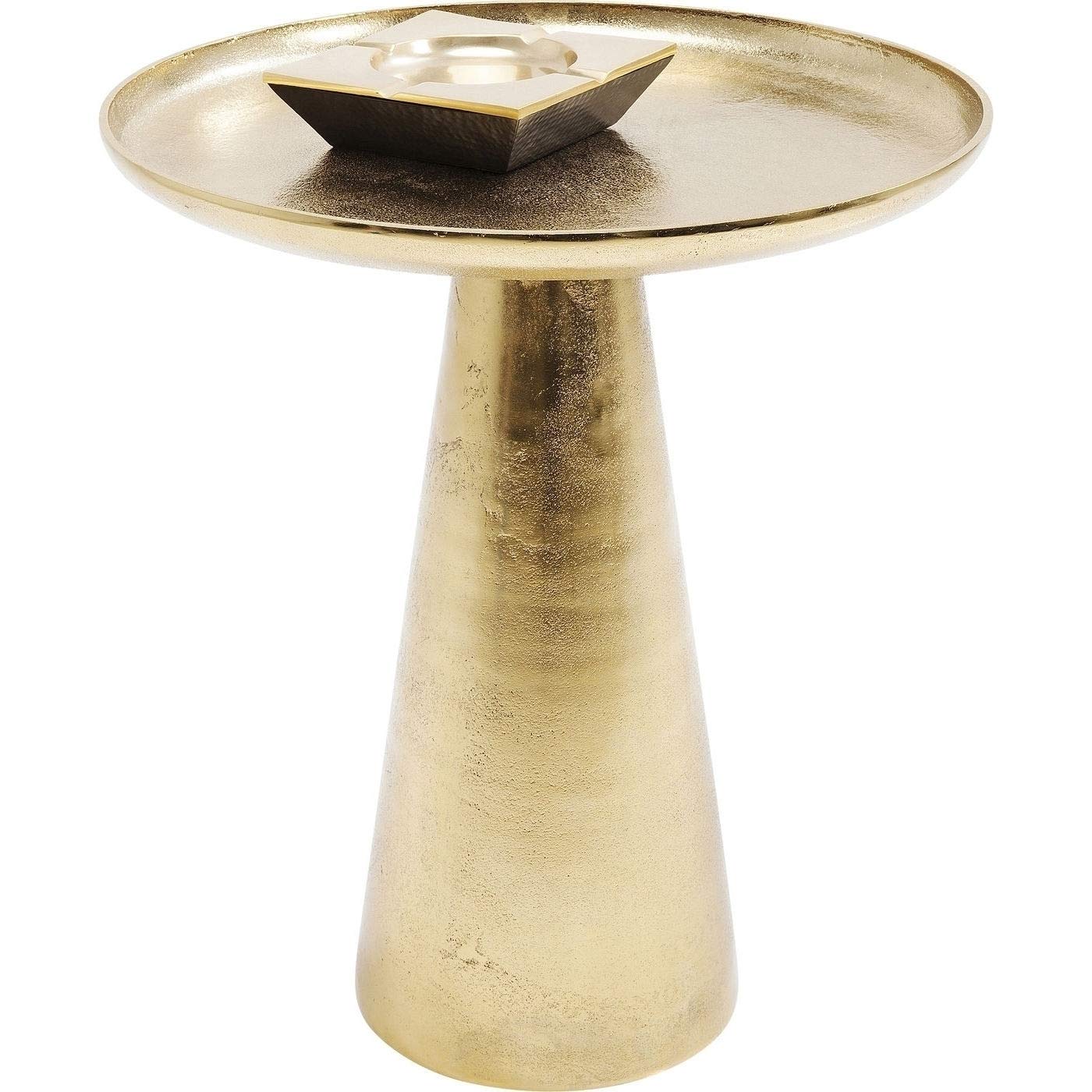 Kare Design Mesa Auxiliar Plateau Uno, Dorada, Redonda, 45 cm de diámetro, Mesa de Centro, Mesa de salón, mesilla de Noche, Mesa de sofá, Aluminio, 53 x 45 x 45 cm (h/w/d)