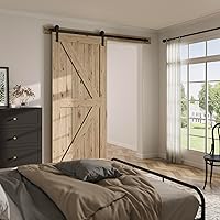 Vista 24 de CCJH - Kit de herrajes para puerta corrediza de granero de 10pies, resistente, suave y silencioso, fácil de instalar, p/paneles de puerta indiv.