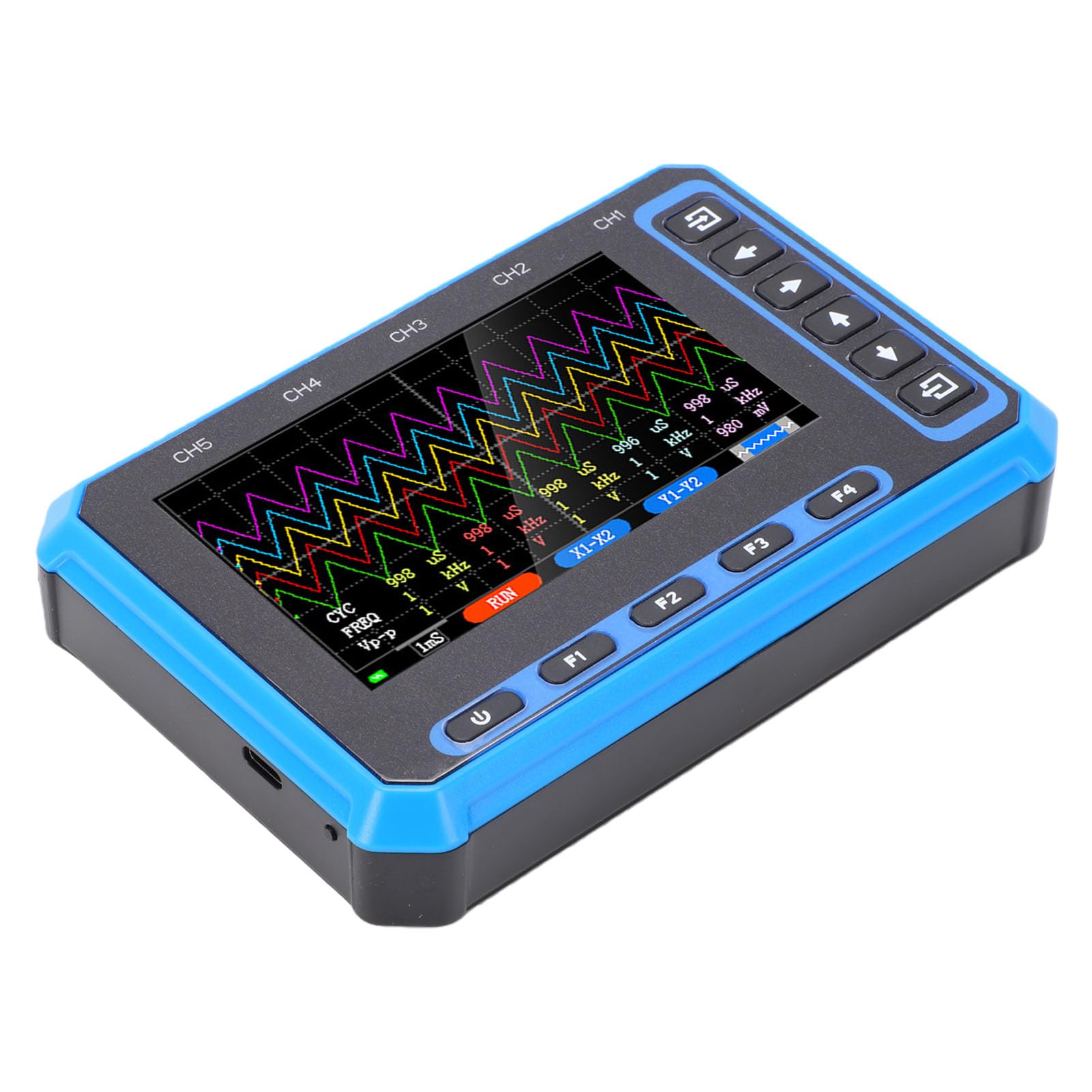 Osciloscopio Portátil de 5 Canales, Ancho de Banda de 1MHz con Pantalla de 4,3 Pulgadas, Analizador de Forma de Onda Preciso para Varios Proyectos