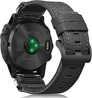 Torbollo ガーミンベルト キャンバスガーミンバンド Fēnix/Instinct/Tactix/Vivoactive/Approach/MARQ/Quatix/D2/Forerunner/Enduroシリーズ用 アップグレードされたコネクタ ガーミンのクイックフィットver 20/22/26mm