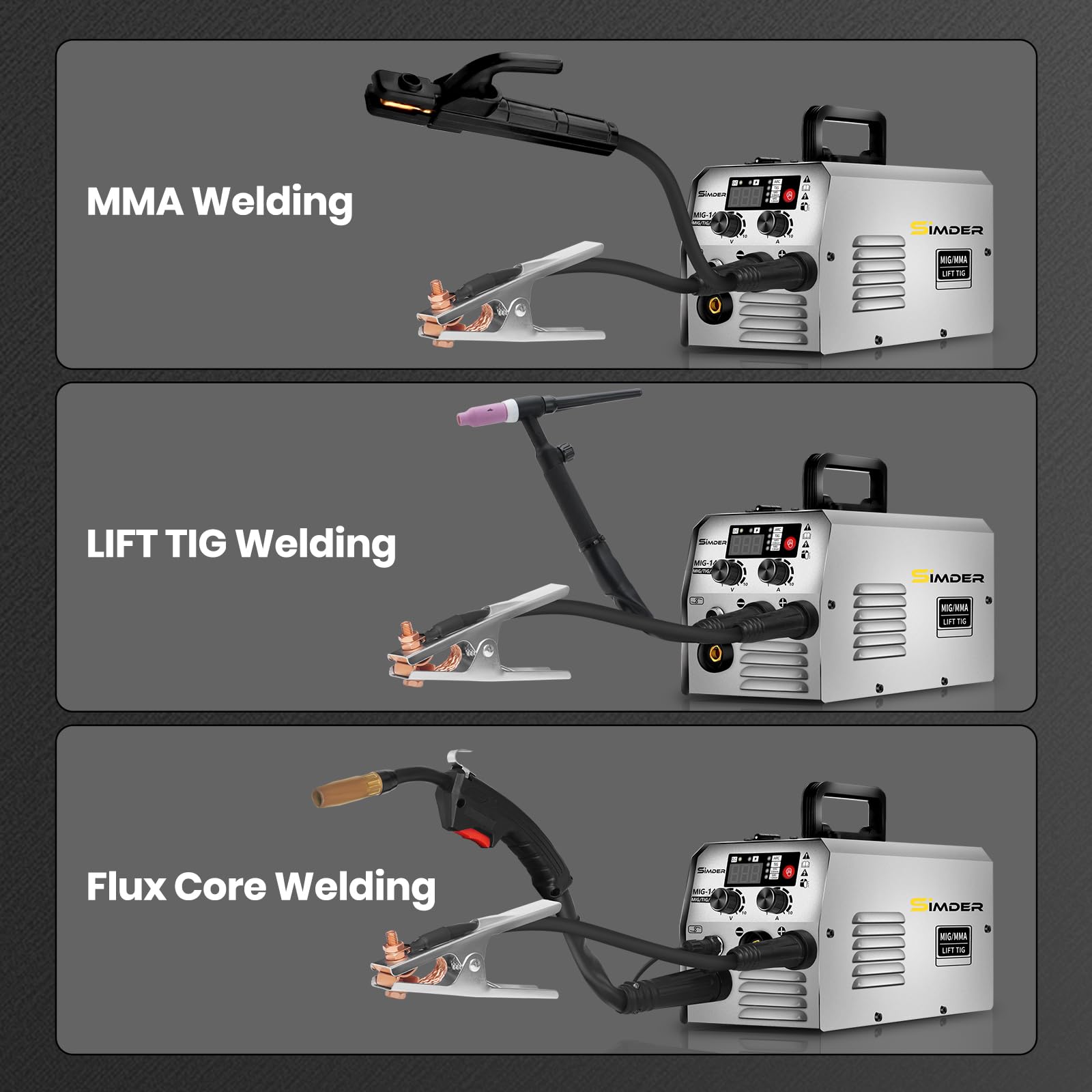 SSIMDER FüLldraht SchweißGeräT Ohne Gas 140A 230v, 3 In 1 (Flux Mig/Mma/Lift Wig) Igbt Inverter, Leicht Und Kompakt (3,65 Kg), FüR Heimgebrauch, Werkstatt, Auto, Landwirtschaft Und Garten