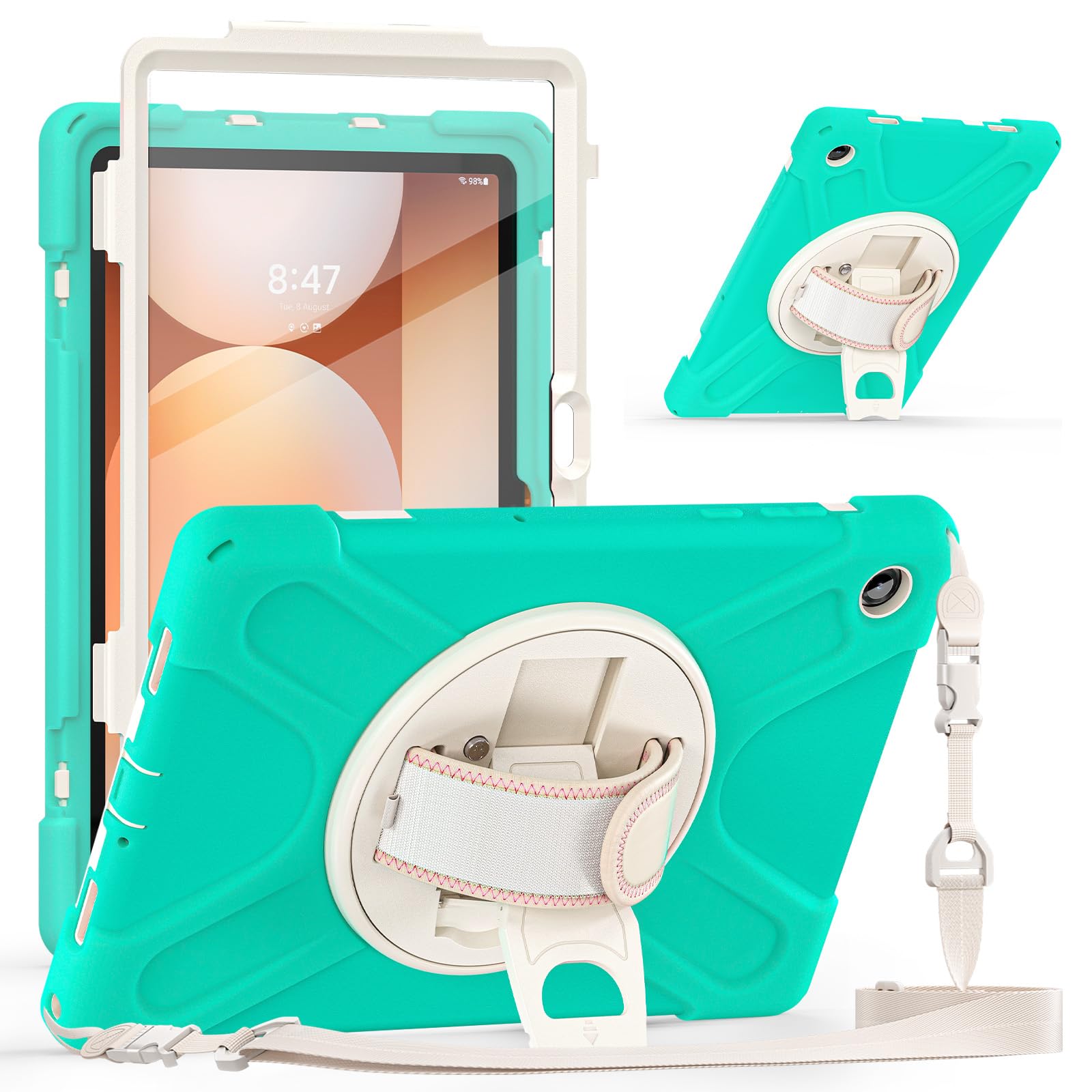 Coque antichoc Samsung Galaxy Tab A11 Plus verte anti-chute avec sangle SM-X230W - 8