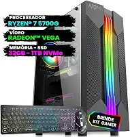 Pc Gamer Computador Completo NoLag Amd Ryzen 7, Radeon™ Graphics Vega, 32GB Ram, SSD 1TB NVMe, Gabinete RGB