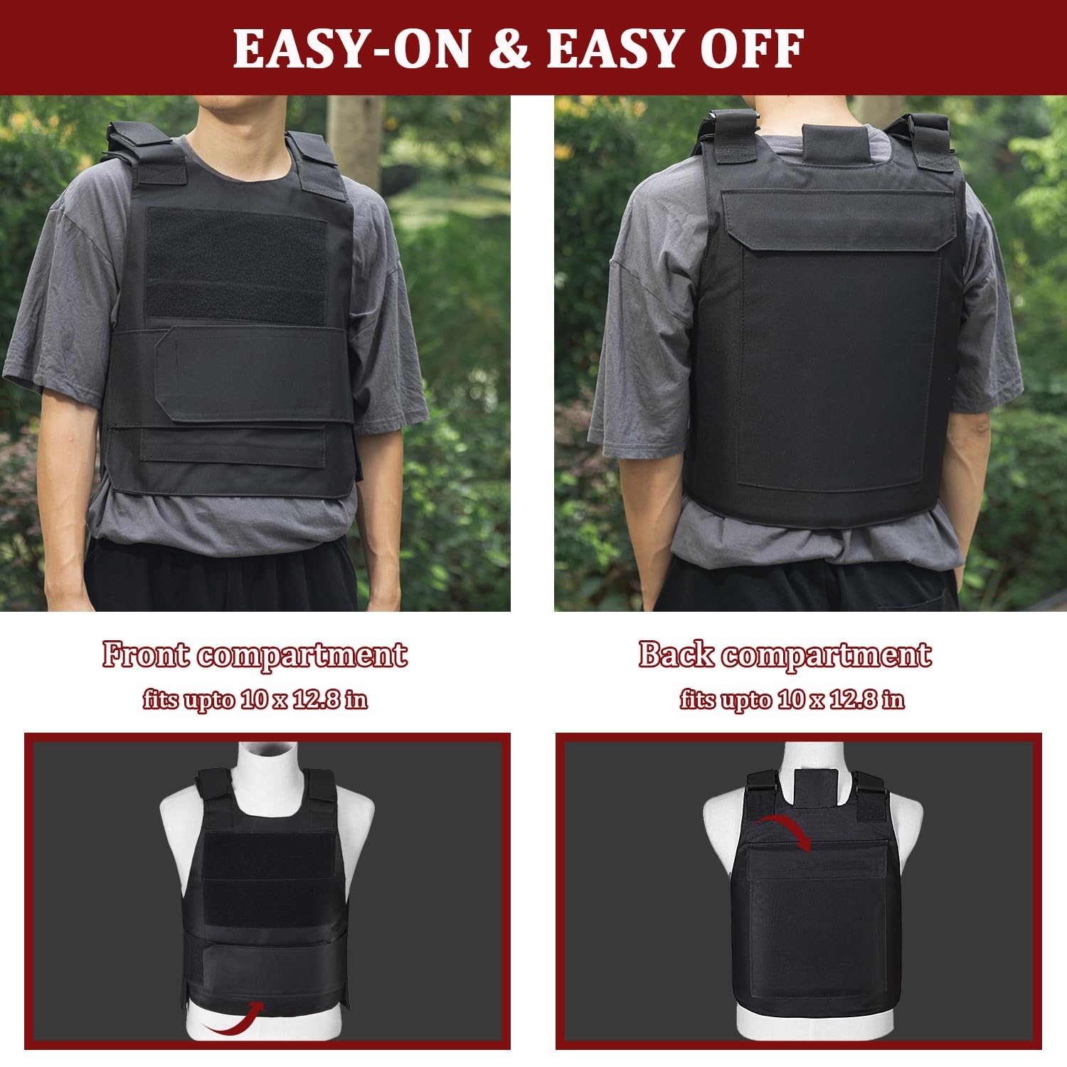 Favuit Chaleco Táctico Negro Airsoft Paintball Protector Ajustable