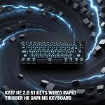 Redragon K617 HE Rapid Trigger Gaming Keyboard, 60% 61 Keys Wired Mechanical Keyboard w/Hyper-Fast Actuation, Dedicated Hall Effect Magnetic Switch, Actuation Point Adjustable, Essential Black