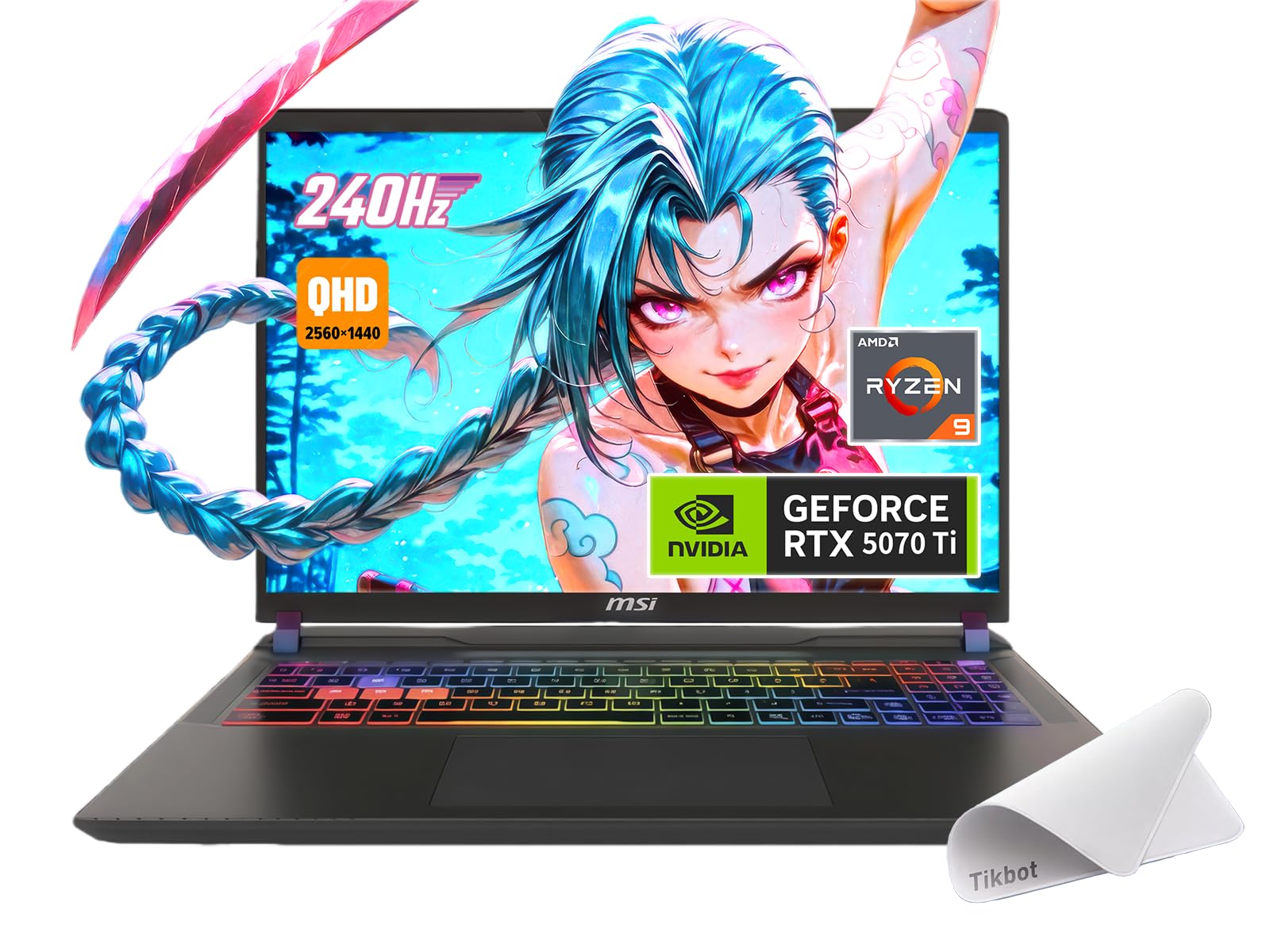 msi Vector 16 HX AI Gaming Laptop, 16" QHD+ IPS 240Hz,AMD Ryzen 9-8940HX Processor, GeForce RTX 5070 Ti, RGB Backlit, w/Mouse pad (Win 11, 16GB RAM | 1TB PCIe SSD)