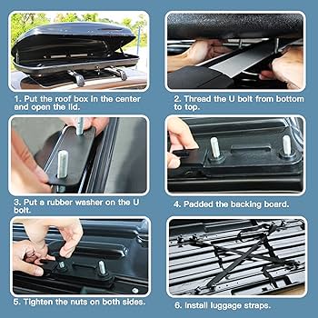 DYOUen 4 Pcs Roof Box Fixing U Bracket Universal Car Van Mounting Fitting Kit Heavy Duty U-bolts Clamps Installation Lock Nuts Accessory Set (4