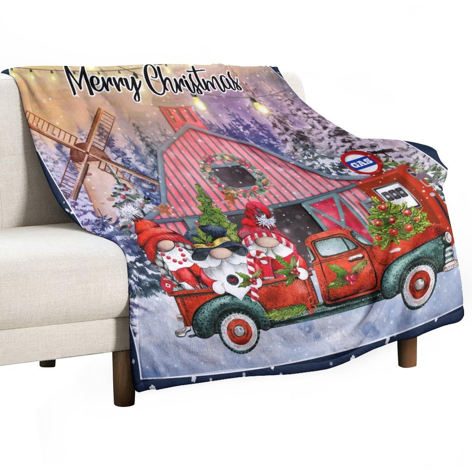 Couverture chaude gnomes de Noël pour lit et canapé lors des soirées d'hiver
