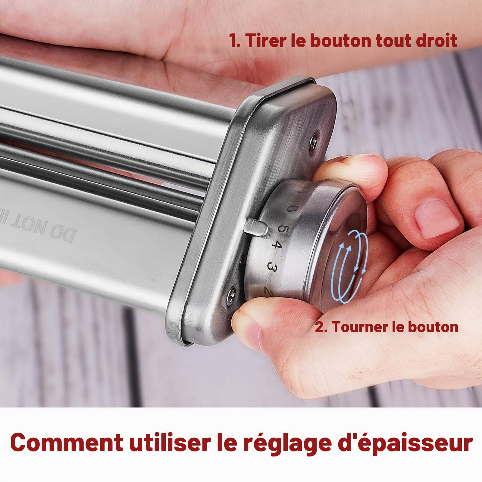GVODE Accessoire pour Pâtes pour Kitchenaid, Comprenant un Rouleau pour Feuilles de Pâtes, un Coupe-Spaghetti et un Coupe-Fettuccini pour La Machine à Pâtes pour Kitchenaid