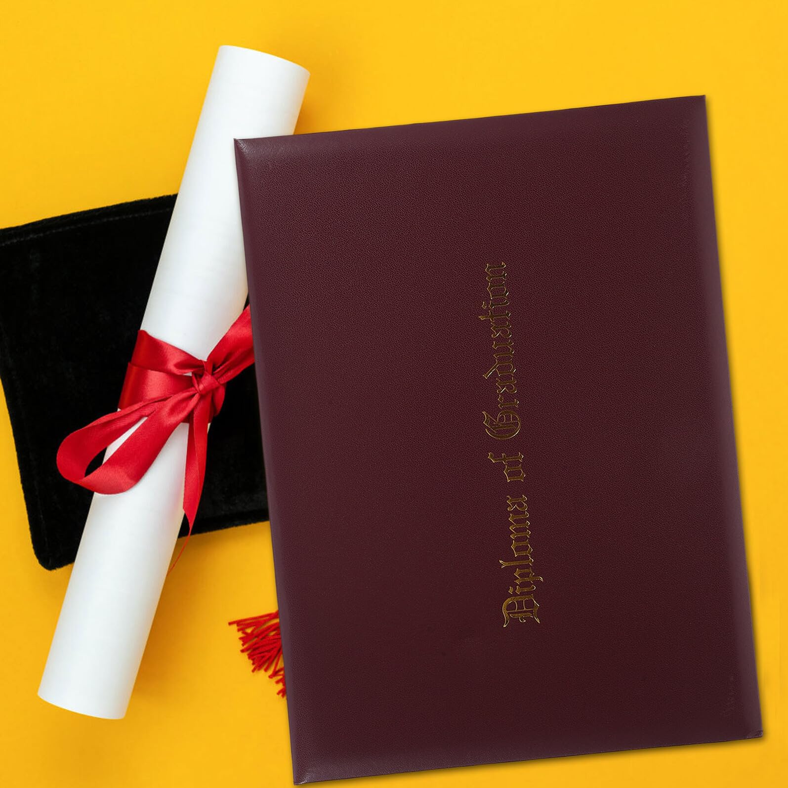 Portadiploma in Similpelle Effetto Caffè Copertina Rigida Imbottita, Custodia Protettiva per Certificati di Laurea e Premi, Cartella Porta-certificati Formato A4 per Esposizione
