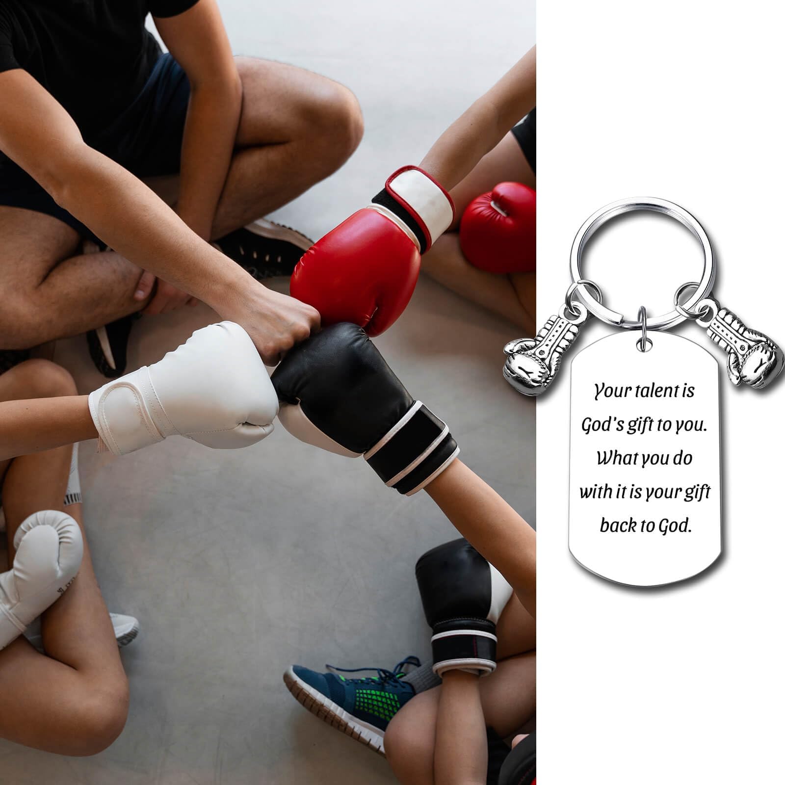 Inspirational Boxing Glove Keychain - Steel Appreciation Keepsake & Memorial Gift for Coach, Trainer, Colleague, Enthusiasts