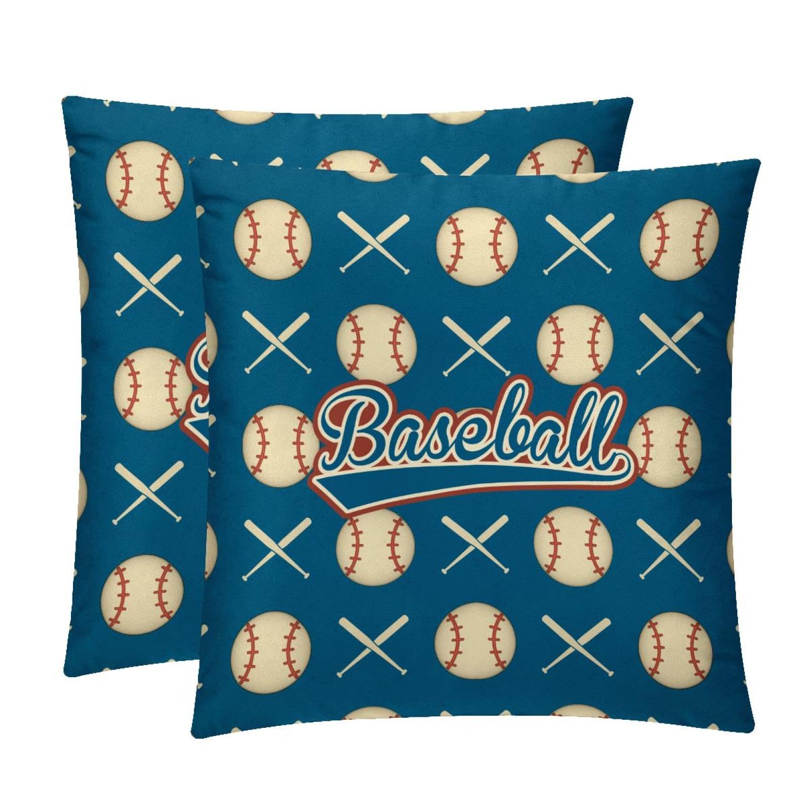 TDGKPZ Baseball Throw Pillow Cases 2 Pack Pillowcases Zipper Cushion Covers For Bedroom Living Room 45x45cm