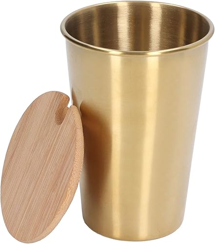 Pilipane Vasos de acero inoxidable de 16.9 fl oz con tapa, vasos de metal de alta calidad, taza de cerveza de acero inoxidable, apto para