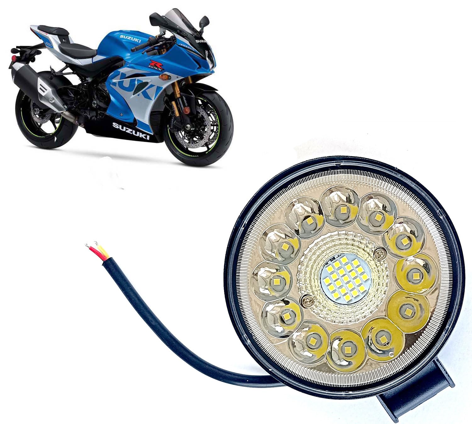 Auto Pearl Motorcycle Low Carbon, Environmental Protection & Energy Saving Round 33-Leds Light compatible with GSX (Pack Of 2)