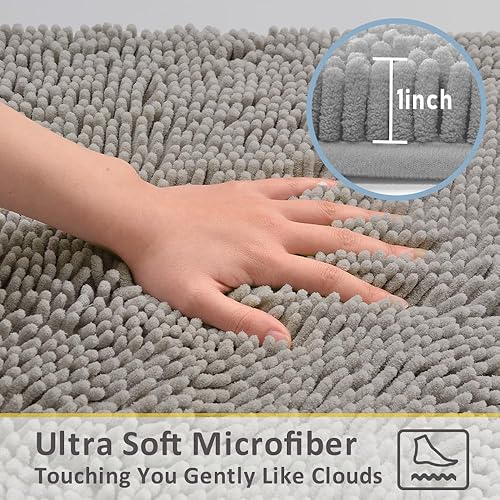 Miniatura 4 de Juego de alfombras de baño de 3 piezas, tapetes de baño para baño antideslizantes, alfombras de baño de felpilla gruesa, suaves y absorbentes, juego