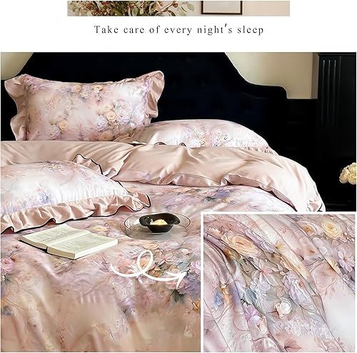 Miniatura 38 de Funda de edredón de 3 piezas, funda de edredón de algodón suave, estilo bohemio, juego de ropa de cama estética con cierre de cremallera, 4 lazos