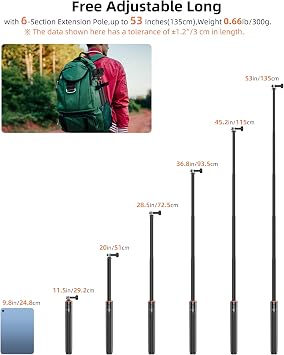 53 Osmo Action Selfie Stick Tripod Kit for DJI Action 5 Pro/4/3, All GoPro