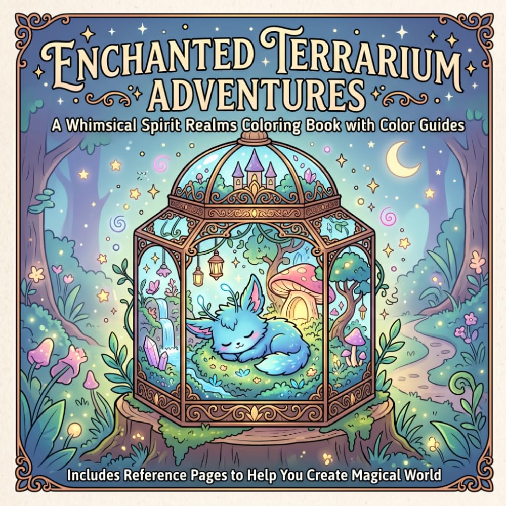 ENCHANTED TERRARIUM ADVENTURES: A Whimsical Spirit Realms Coloring Book with Color Guide