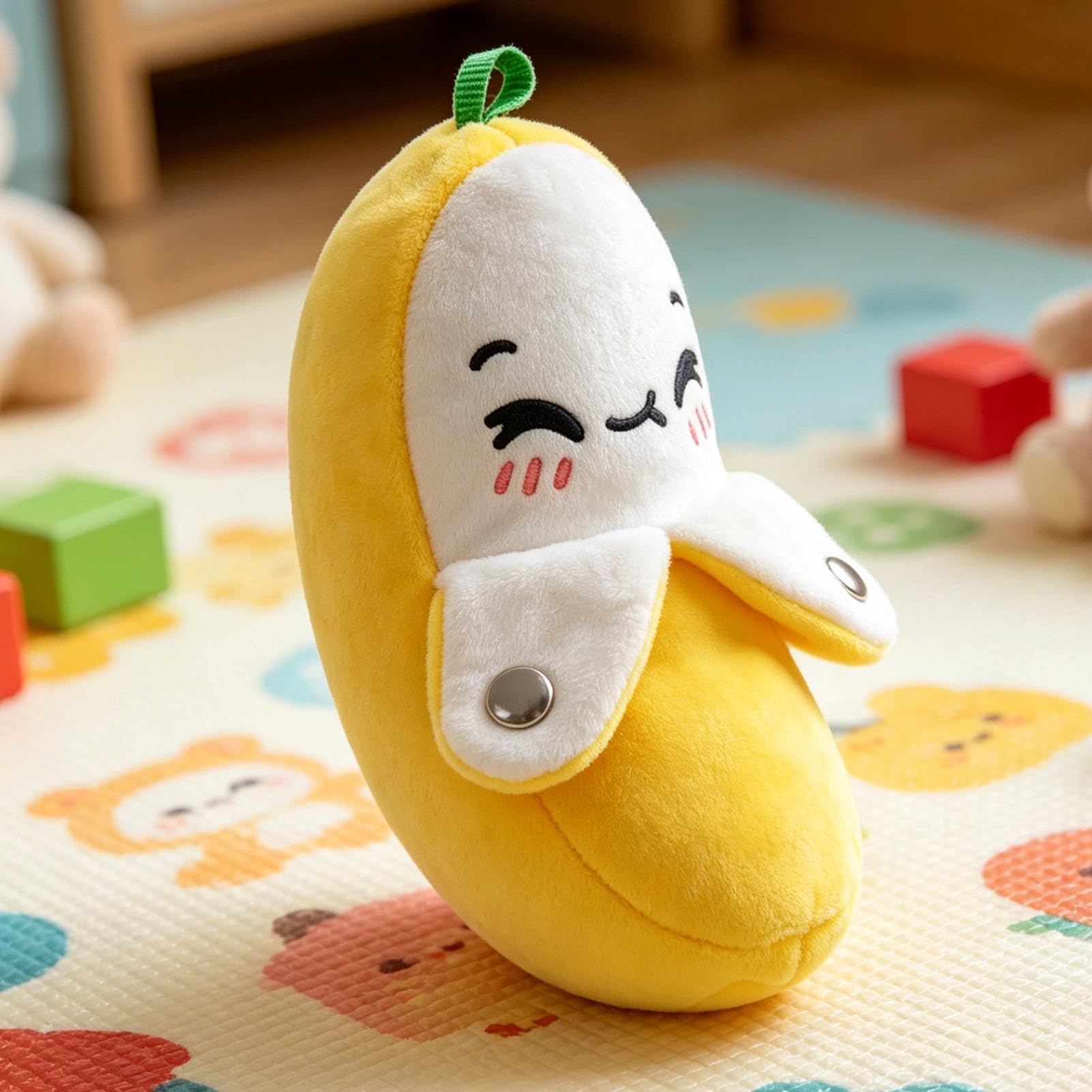 Peluche interattivo a forma di banana con musica, divertente peluche a forma di banana sensibile al con suono, adorabile pupazzo di banane, giocattolo sensoriale musicale per bambini
