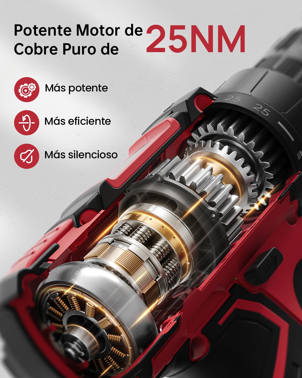 12V Destornillador Electrico, Taladro Atornillador Batería Max 25NM, 98 Accesorios Atornillador Electrico, 25+1 Par, LED Luz, Baterías 2000mAh, Portabrocas 10mm, para Reparación y DIY Red
