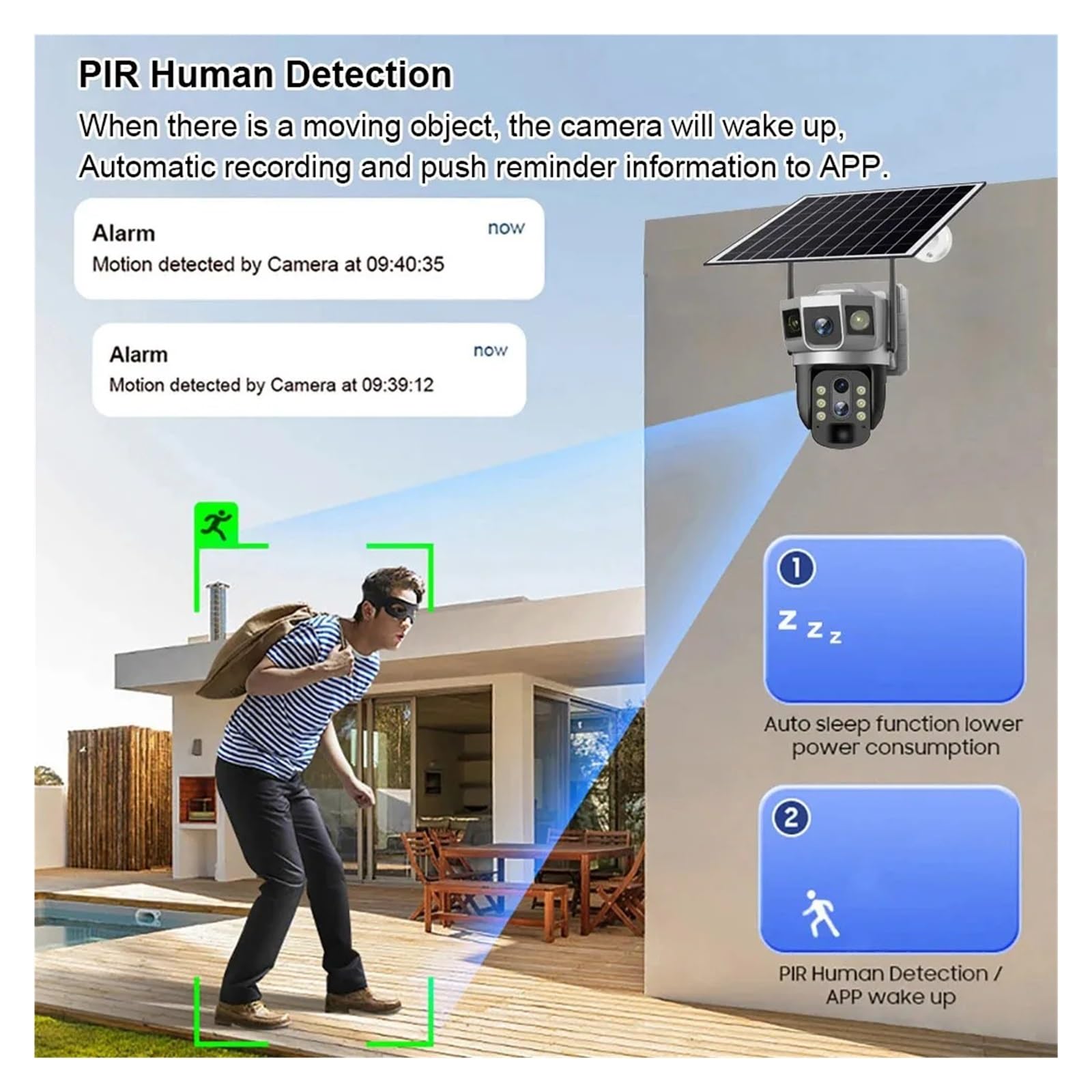 Caméra de sécurité Solaire 4G PTZ 12MP 6K