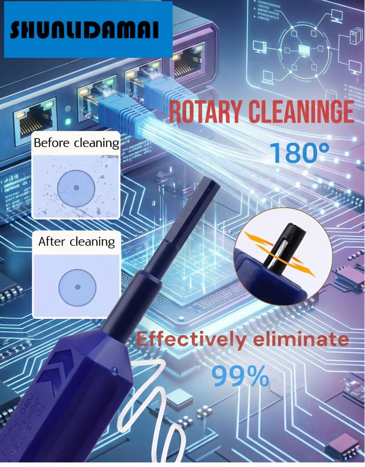 10 x Glasfaser-Reiniger, Glasfaser-Werkzeuge, Reinigungsstift für LC/MU, 1,25 mm Stecker, über 800 Reinigungen, Faserendflächenreinigung und optische Steckerreinigung