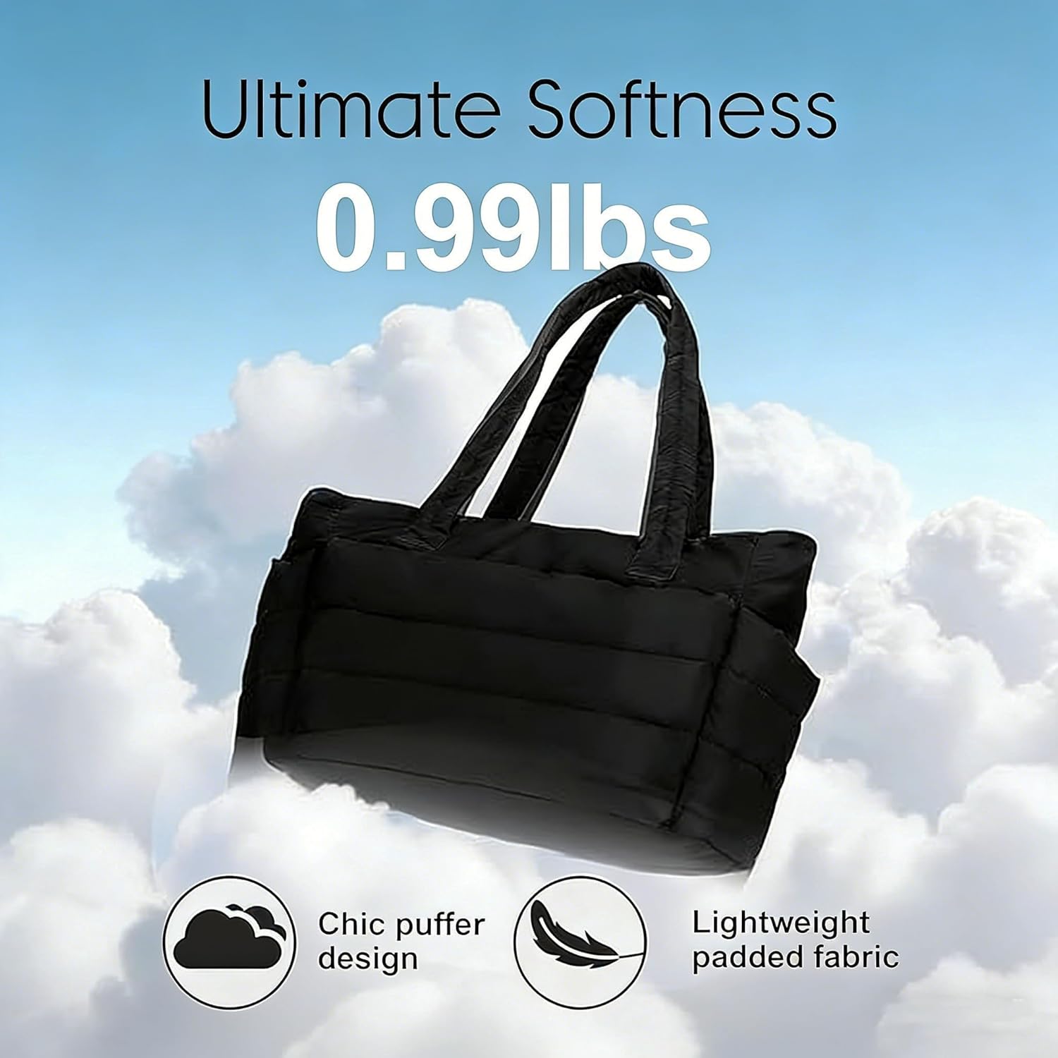 Urbanstand Tote Bag for Women - Lightweight Puffer Tote Work Bags with Compartments, Quilted Shoulder Bag for Nurse, Office, Travel, Gym, Black - Image 6