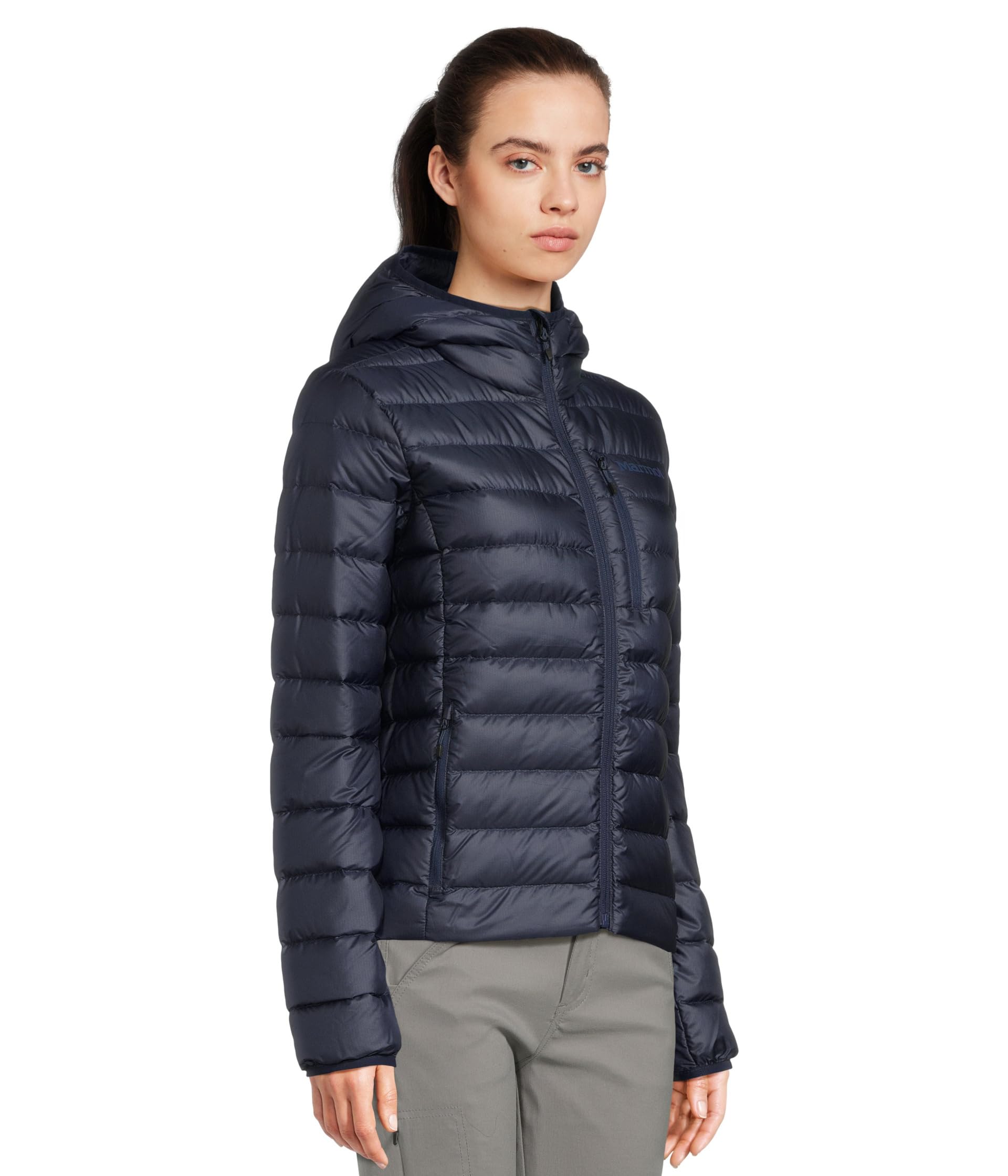 Marmot Wm's Highlander Hoody Piumino caldo, cappotto invernale isolato con cappuccio, Giacca da Esterno Leggera, Funzionale Traspirante e Antivento Donna (Pacco da 1)