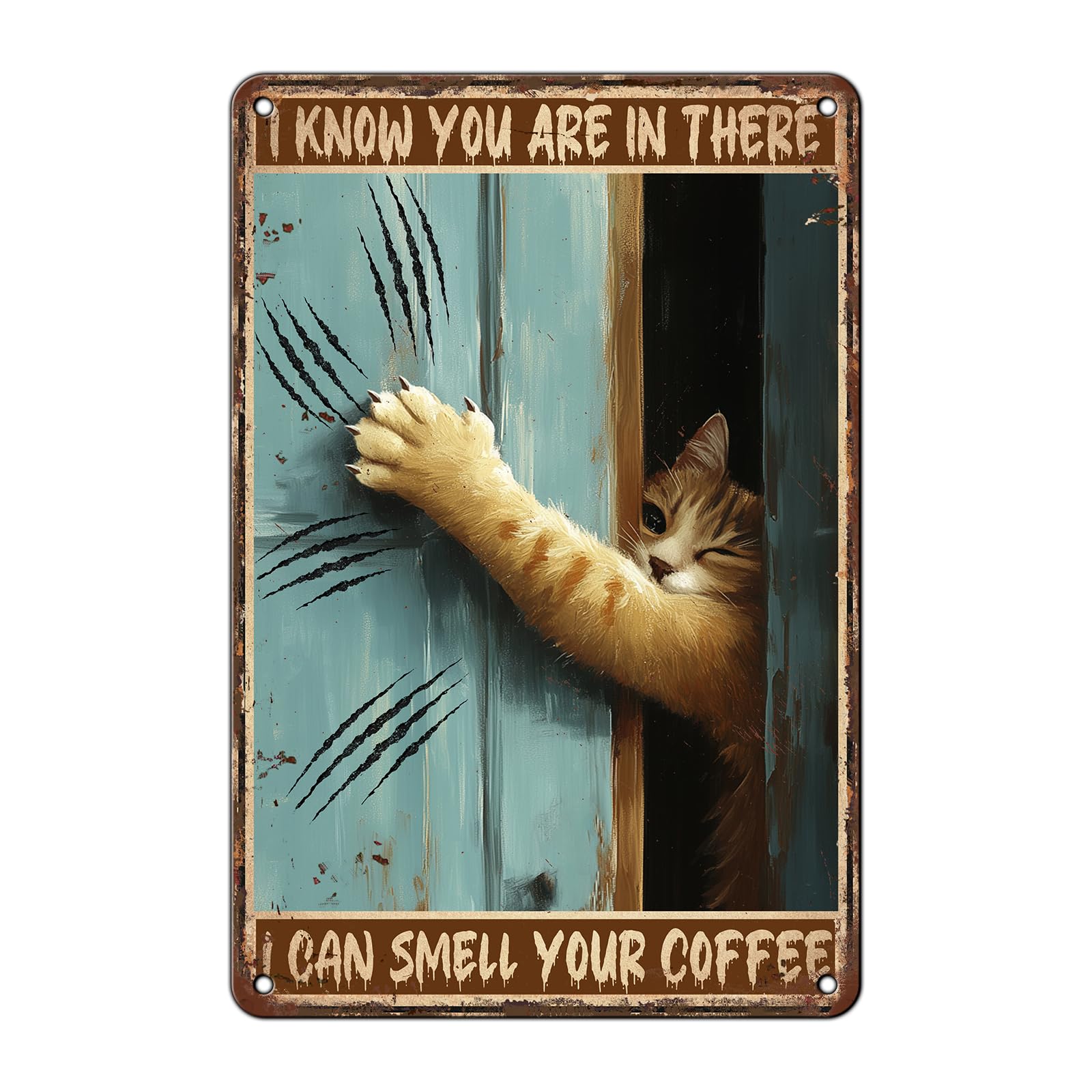 Anceky I Know You Are In There Coffee Metal Tin Sign Retro Sign Wall Decor for Garage Coffee Bar Plub Home Bedroom 12×16 Inch