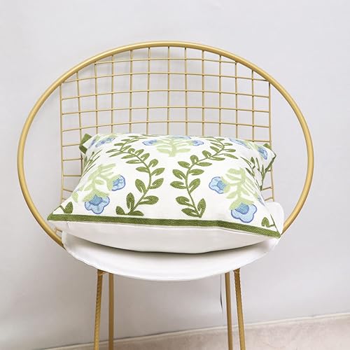 Miniatura 5 de Pilmandu Juego de 2 fundas de almohada decorativas bordadas para sofá fundas de almohada cuadradas para dormitorio sofá decoración de granja 18 x 18