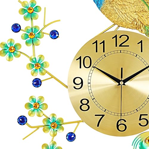 Miniatura 9 de Reloj de pared de pavo real de 8.26 pulgadas, moderno reloj de pared grande de metal 3D, reloj de pared de pavo real, multiusos, decoración de pavo