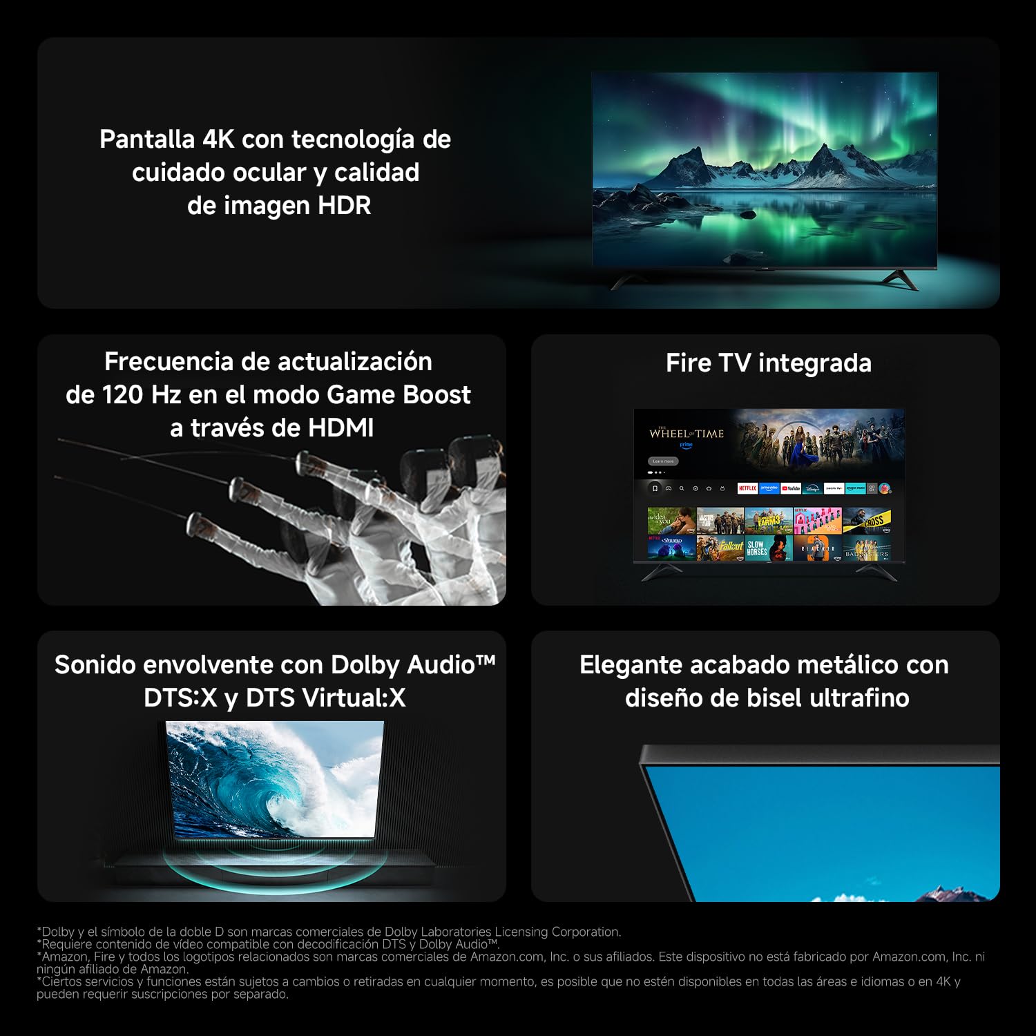 XIAOMI TV F 65, 65 Pulgadas (165 cm), 4K UHD, Smart TV, Fire OS8, Control por Voz Alexa, HDR10, MEMC, Modo Game Boost 120Hz,2GB+32GB, Compatible con Apple AirPlay — view 2