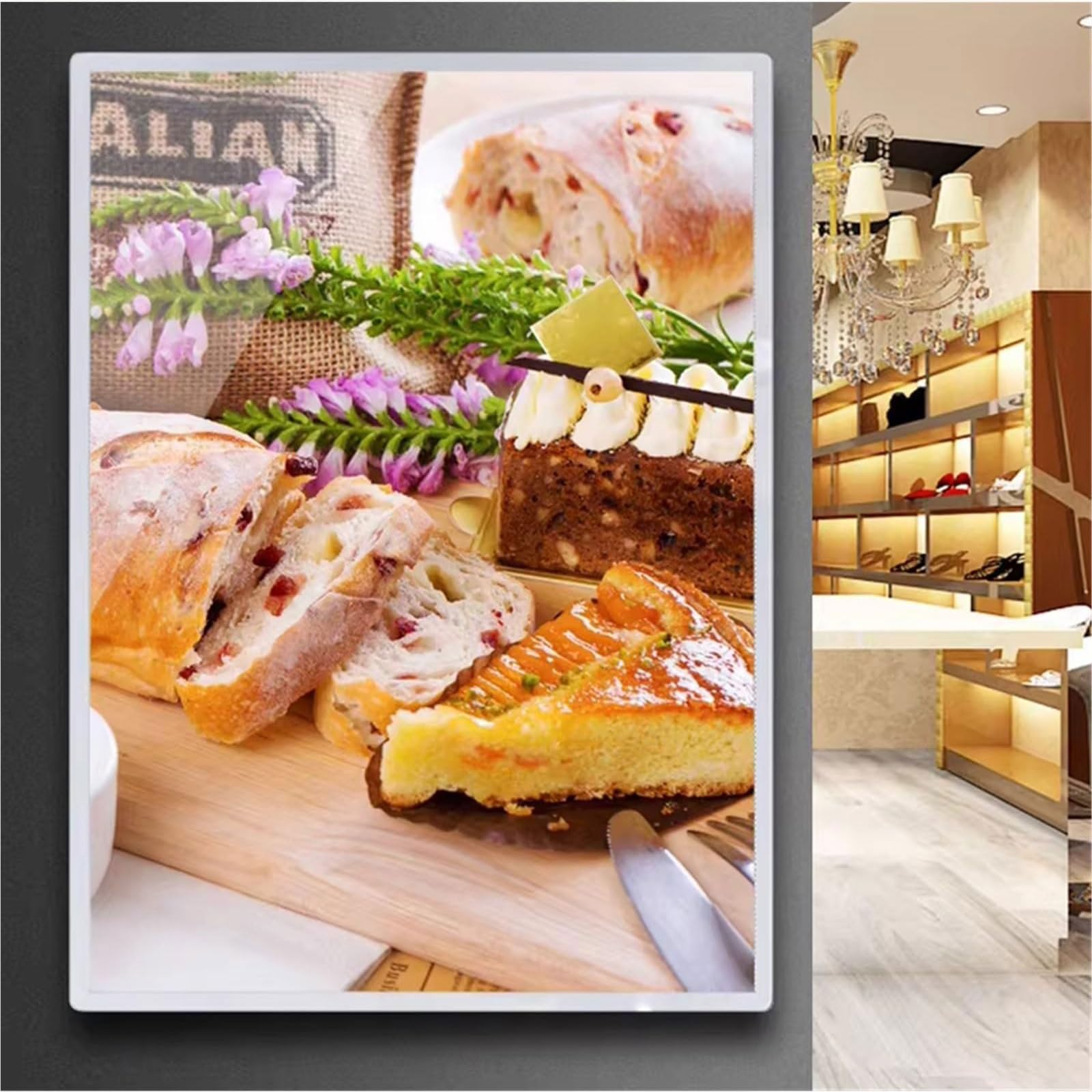 Caja de luz LED, marco ultra delgado con vidrio templado, tablero de menú retroiluminado iluminado para restaurantes, bares, cafeterías, tiendas, tamaño A4