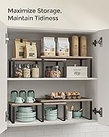 Vista 90 de SONGMICS Cabinet Organizer Shelf, Set of 4 Kitchen Counter Shelves, Kitchen Storage, Spice Rack, Stackable, Expandable, Metal and Engineered Wood