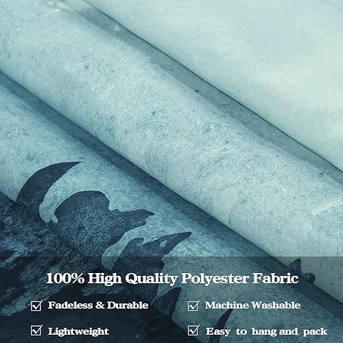 Miniatura 6 de kampdream Tapiz de bosque de montaña, tapiz de pared con diseño de árbol verde azulado brumoso, acuarela, arte de pared, tapiz de paisaje natural