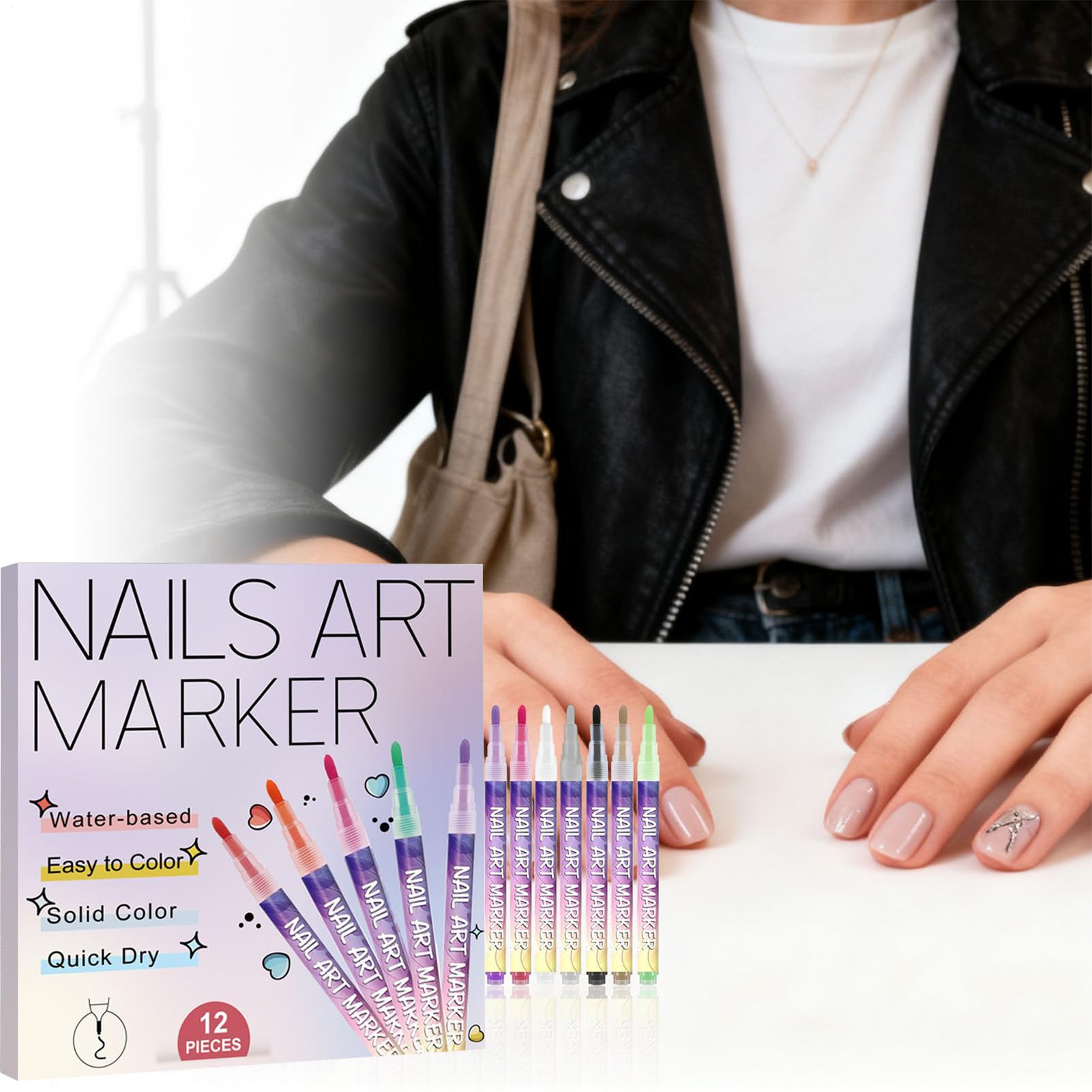 Nagellack Marker,12 Verschiedene Farben , Diy Linie Nagelkunst ,3D Gel Nails Art Marker Zum Malen Von Nägeln,für Nägel Zeichnen, Malen, Liner, Pinsel Für DIY Nagelkunst