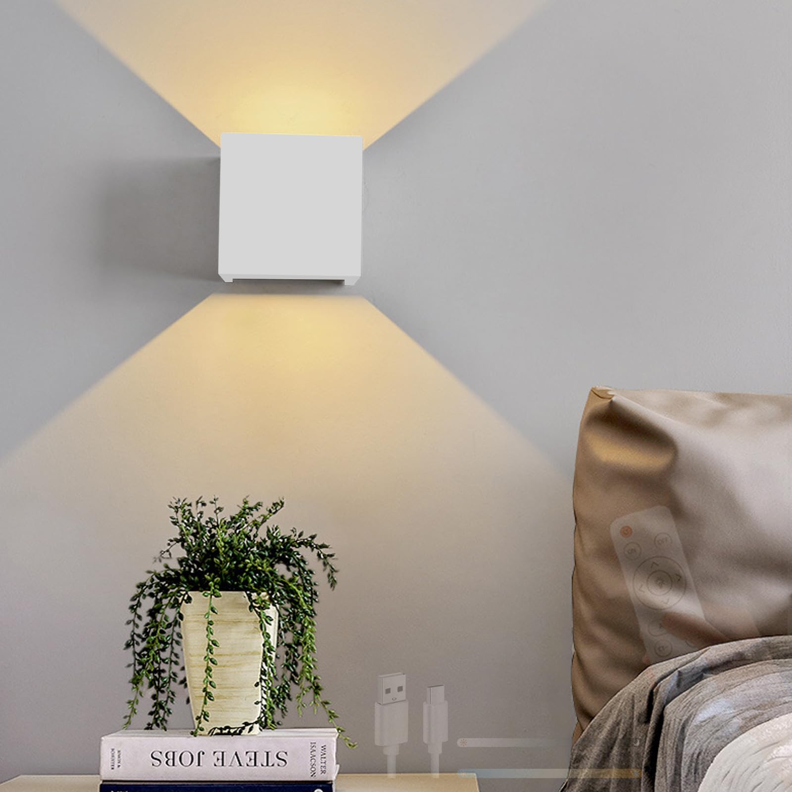 Aplique de pared LED interior regulable 2700K-6500K magnético USB blanco 8