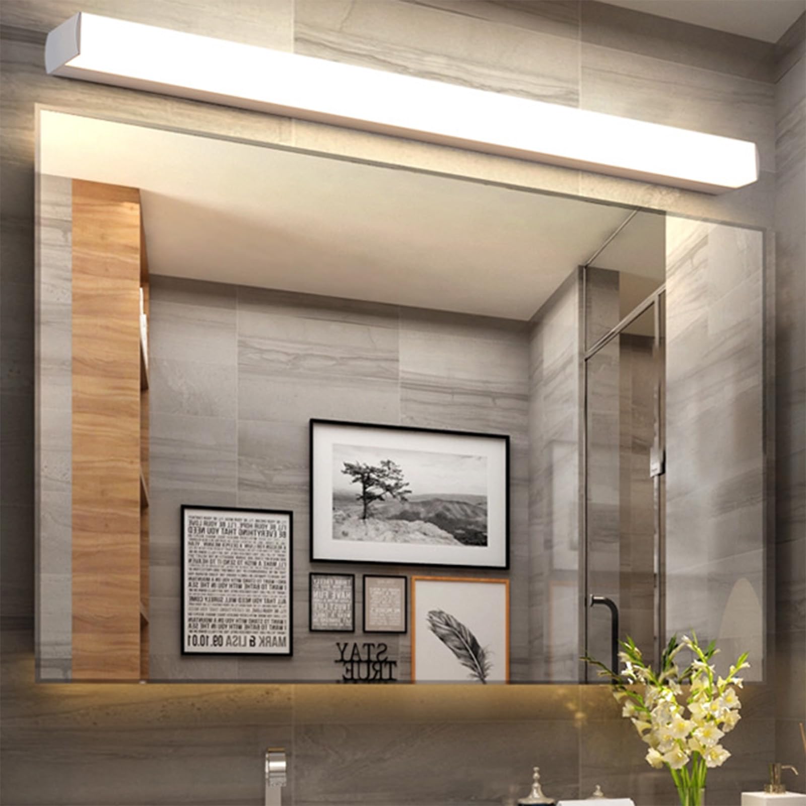 Applique da parete a LED per specchio del bagno, impermeabile IP44, luce calda/fredda, 3000 K/6500 K, ideale per armadietto, toeletta, doccia, camera da letto, soggiorno, hotel (nero)