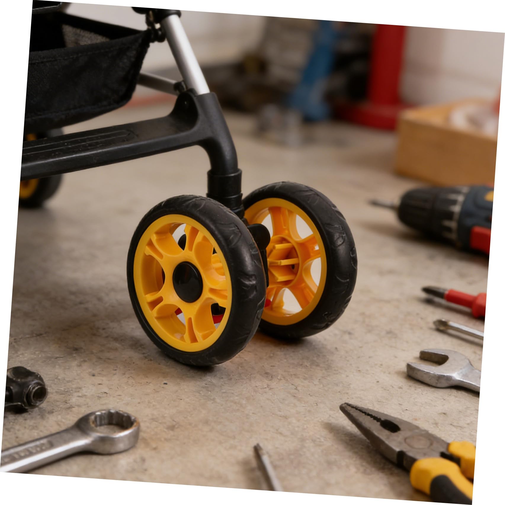 Toyvian 4 Pezzi Ruota di Ricambio per Carrello in Plastica Nera con Facile Rotazione e Assorbimento Urti, Adatta a Passeggini e Carrelli per Animali Domestici