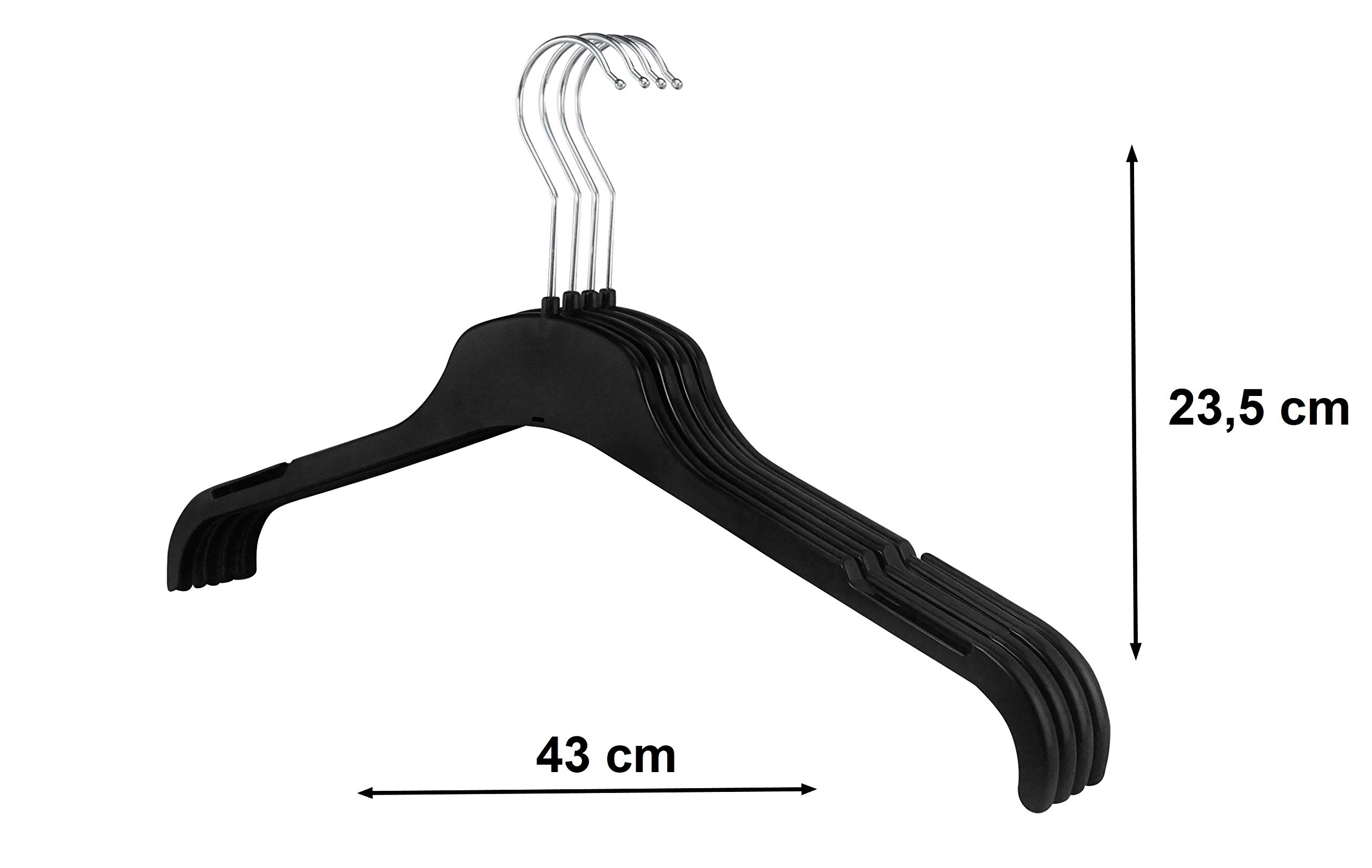 RSR Hangers® Kleerhangers NA 47 uit kunststof 50 stuks - Zwarte haak - Black Edition - 360° draaibare haak - Hemdenhanger - Bloesenhanger - Jassenhanger - zwart - snelle verzending