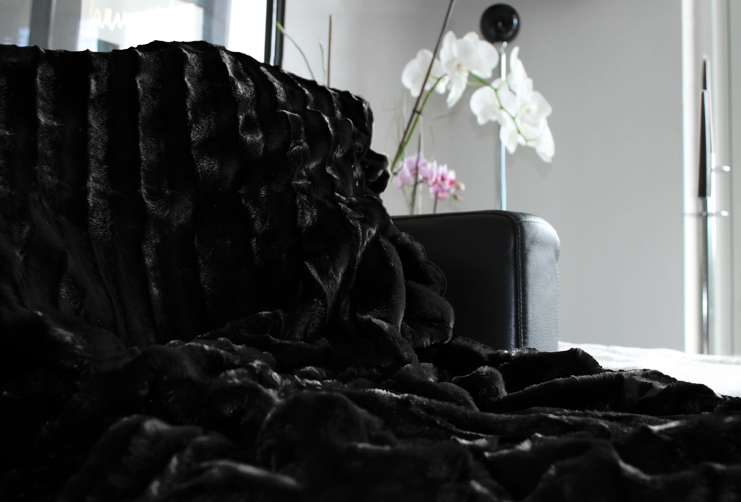 Brandsseller Coperta in finta pelliccia, double-face, Poliestere, Nero , 220 x 240 cm