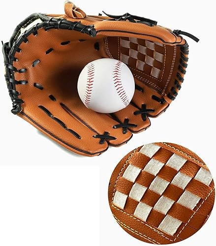 Miniatura 4 de Guante y pelota de béisbol, guante de sóftbol para niños, jóvenes, adultos, entrenamiento y principiante, guante de sóftbol para lanzar mano