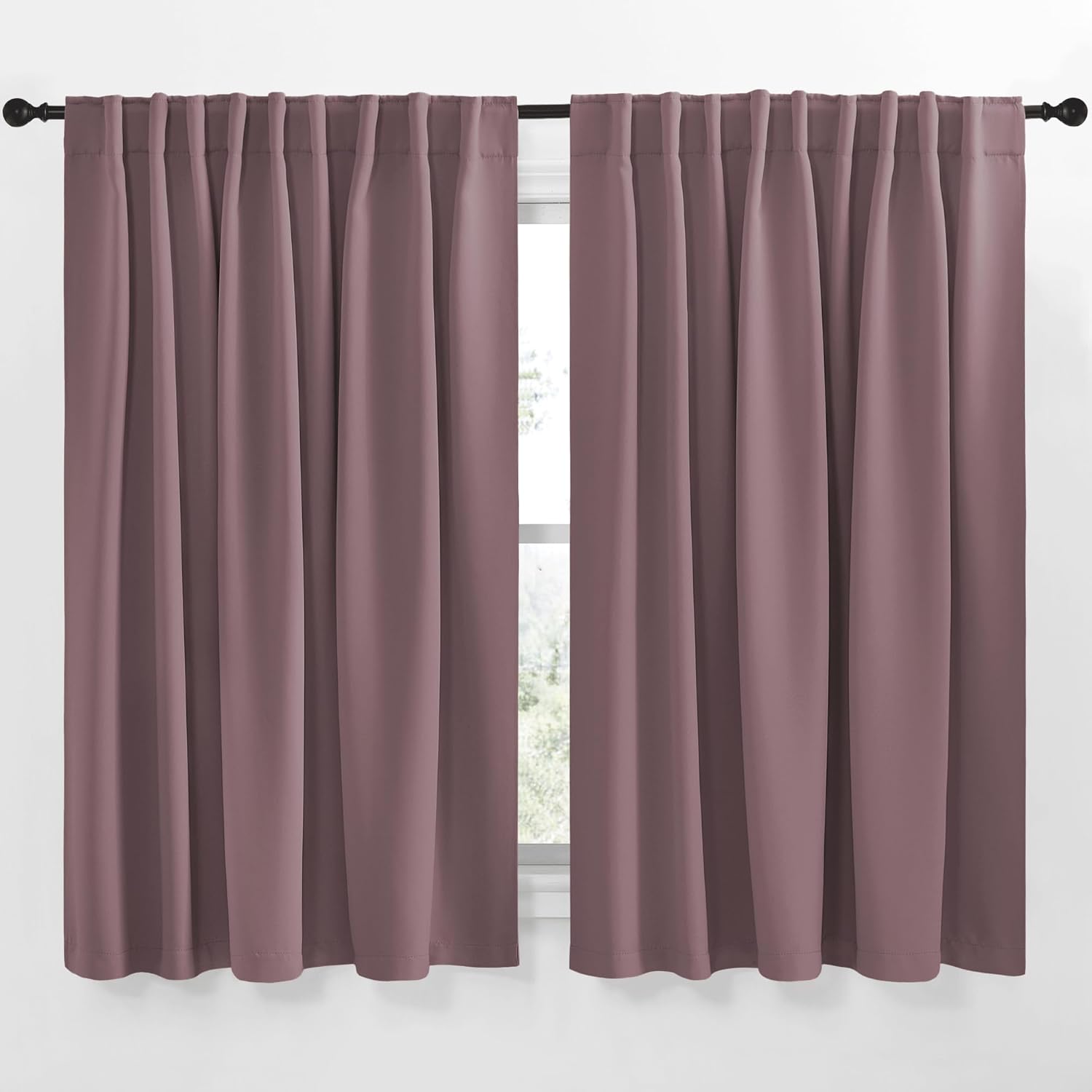 NICETOWN Blackout Curtain Panels Window Draperies - (Dry Rose Color) 70x63 inch, 2 Pieces, Insulating Room Darkening Blackout Drapes for Bedroom